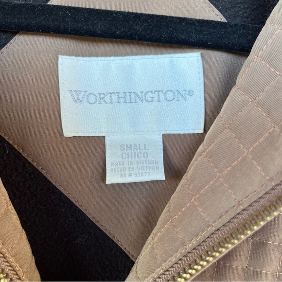 Worthington, black and tan quilted car coat zip up with hood size: small - Picture 14 of 14